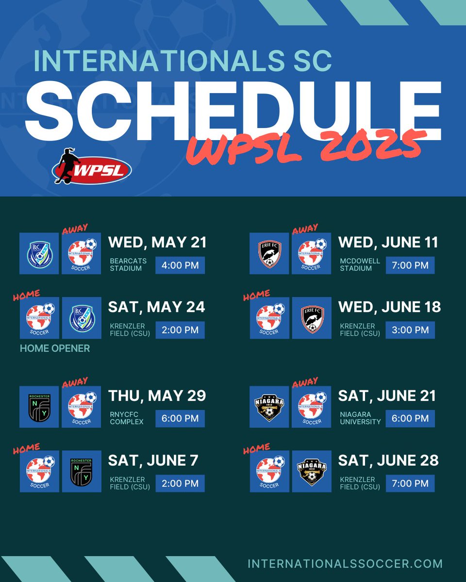 ISCgirls (@iscgirls) on Twitter photo ICYMI: We have joined <a href="/WPSL/">Women’s Premier Soccer League</a>. Our HOME OPENER is 2 p.m. Saturday, May 24 at 📍Krenzler Field at CSU.
Don’t miss our inaugural season in the WPSL! ICYMI: We have joined <a href="/WPSL/">Women’s Premier Soccer League</a>. Our HOME OPENER is 2 p.m. Saturday, May 24 at 📍Krenzler Field at CSU.
Don’t miss our inaugural season in the WPSL!