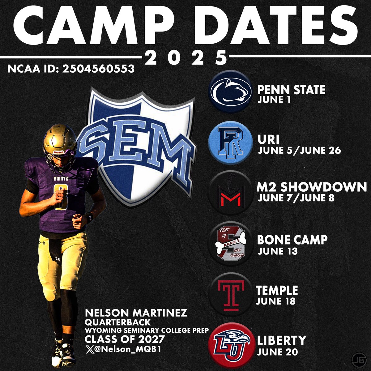 Nelson Martinez (@nelson_mqb1) on Twitter photo 2025 camp schedule so far!!!
(More camps will be added throughout the summer)
<a href="/CoachPachucy/">Coach George Pachucy</a> <a href="/DannyOBrienQB/">Danny O'Brien</a> <a href="/CoachRMcCormack/">Ryan P. McCormack, Director of Scouting</a> <a href="/2025BONECAMP/">Best of New England</a> <a href="/M2_QBacademy/">M2 QB Academy</a> <a href="/amclaughlinqb/">Alex McLaughlin</a> <a href="/CoachAhmadTUFF/">Khalil Ahmad</a> <a href="/coachmjdixon/">Malcolm Dixon</a> <a href="/247Sports/">247Sports</a> <a href="/On3sports/">On3</a> <a href="/NelsonM71704941/">Nelson Martinez</a> 2025 camp schedule so far!!!
(More camps will be added throughout the summer)
<a href="/CoachPachucy/">Coach George Pachucy</a> <a href="/DannyOBrienQB/">Danny O'Brien</a> <a href="/CoachRMcCormack/">Ryan P. McCormack, Director of Scouting</a> <a href="/2025BONECAMP/">Best of New England</a> <a href="/M2_QBacademy/">M2 QB Academy</a> <a href="/amclaughlinqb/">Alex McLaughlin</a> <a href="/CoachAhmadTUFF/">Khalil Ahmad</a> <a href="/coachmjdixon/">Malcolm Dixon</a> <a href="/247Sports/">247Sports</a> <a href="/On3sports/">On3</a> <a href="/NelsonM71704941/">Nelson Martinez</a>