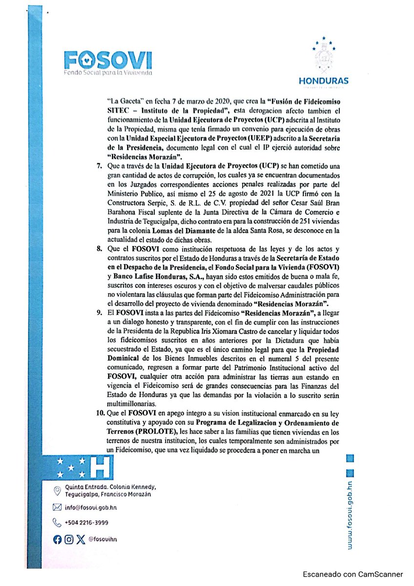 fosovihn's tweet photo. 🚨COMUNICADO🚨
📢 FOSOVI reafirma su compromiso con las familias más vulnerables y defiende el acceso legal y digno a la tierra y la vivienda.
No permitiremos abusos ni retrocesos. #ViviendaDigna #FOSOVI #Honduras https://t.co/MPfDX54BiP