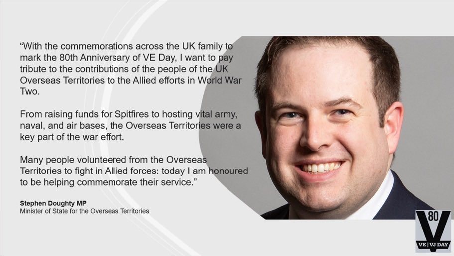 UKOTA (@ukotassociation) on Twitter photo The Minister for the Overseas Territories, <a href="/SDoughtyMP/">Stephen Doughty MP</a>, has shared a message on the 80th anniversary of VE Day honouring the people of the UK Overseas Territories who served with and assisted the Allies during the Second World War.
#VEDay80UKOT The Minister for the Overseas Territories, <a href="/SDoughtyMP/">Stephen Doughty MP</a>, has shared a message on the 80th anniversary of VE Day honouring the people of the UK Overseas Territories who served with and assisted the Allies during the Second World War.
#VEDay80UKOT