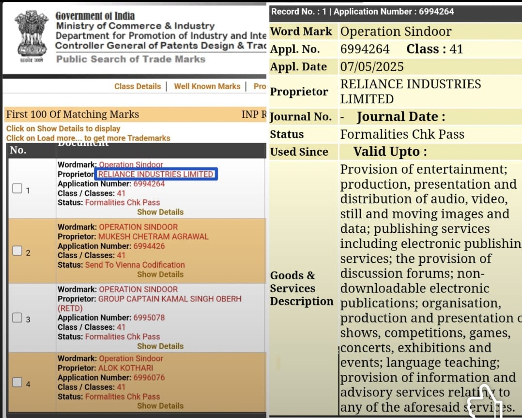 Tveer_13's tweet image. #OperationSindoor  trademark registered to #reliance industries for movies making and entertainment..pure #capitalism
@FarmStudioz @geetv79 @digvijaya_28
