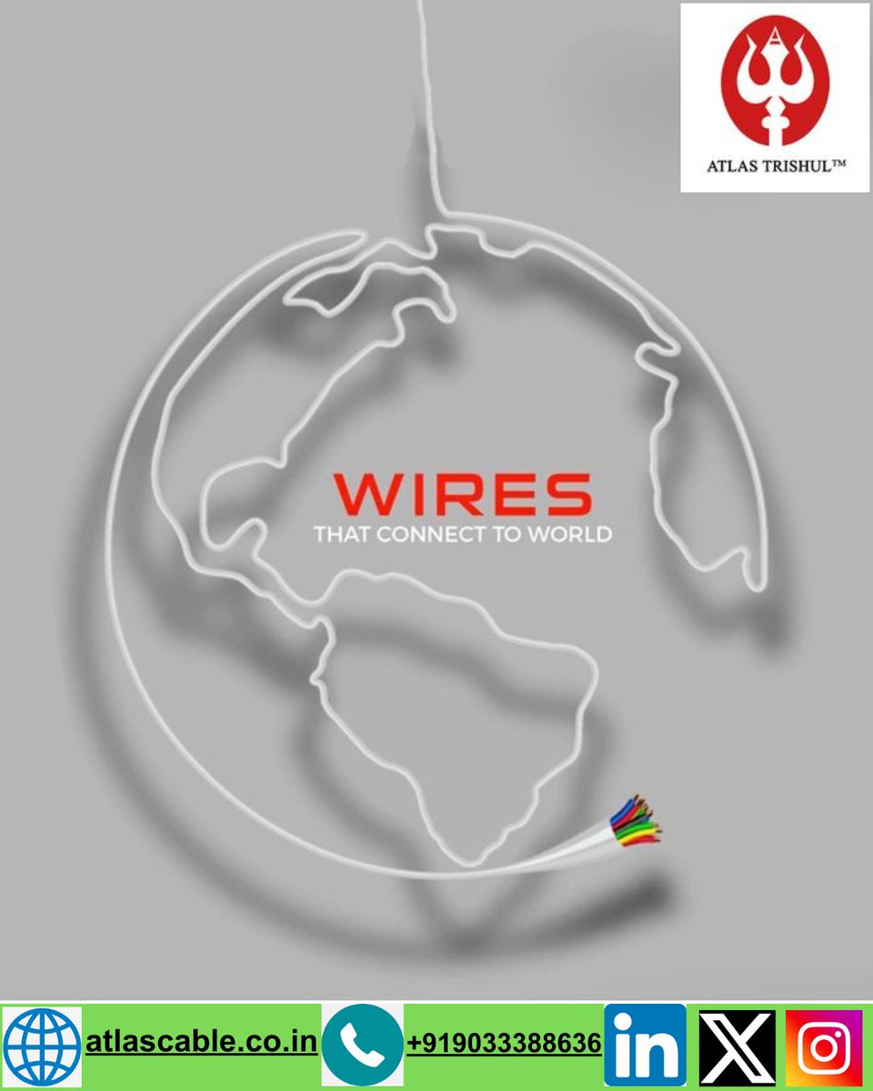 🌍 WIRES THAT CONNECT THE WORLD.
At Atlas Trishul, we don’t just make wires we create connections that power dreams, innovation &amp; a better tomorrow. From the tiniest spark to the biggest ambitions, our high-performance cables are built to deliver reliability, safety, &amp;strength🌐.