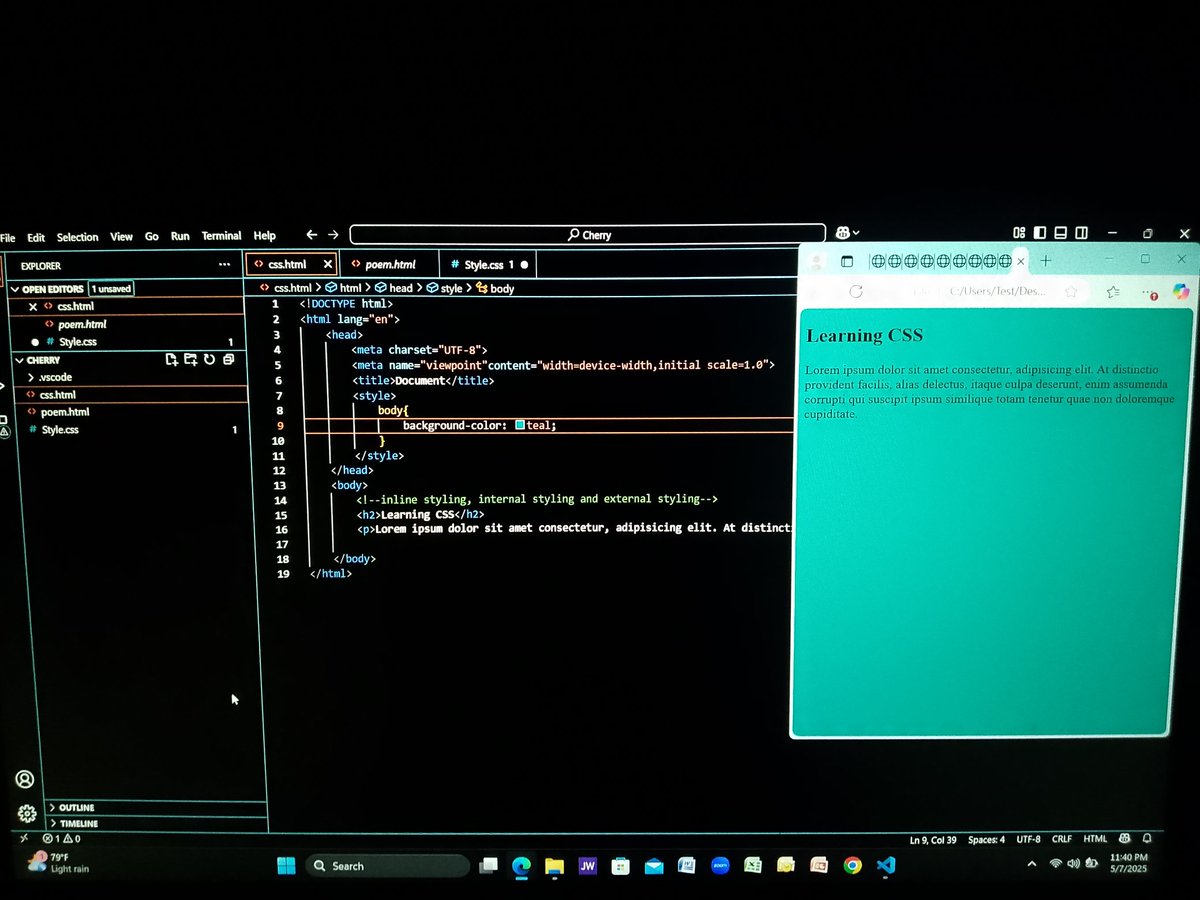 cherry_ihuoma's tweet image. First day in CSS class and I already see the magic behind the style!
From plain to polished—can’t wait to master the art of making websites look as good as they work.
#FirstDay #CSSBeginner #WebDesignJourney #DevInProgress