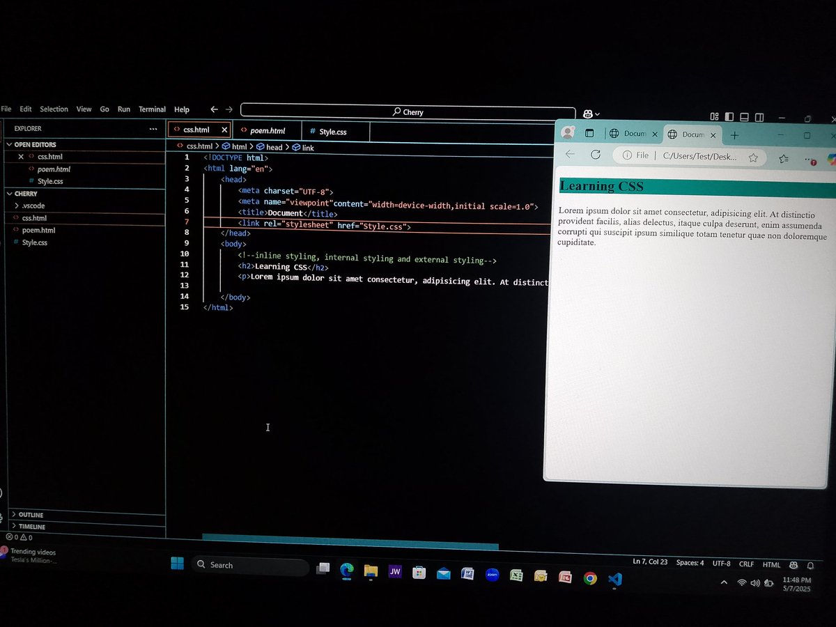 cherry_ihuoma's tweet image. First day in CSS class and I already see the magic behind the style!
From plain to polished—can’t wait to master the art of making websites look as good as they work.
#FirstDay #CSSBeginner #WebDesignJourney #DevInProgress