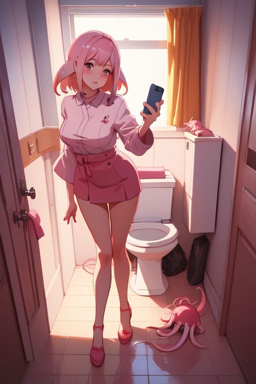 Luckydociam's tweet image. Oniii chan… 

イカちゃん, まさかのトイレでスナップタイム !?