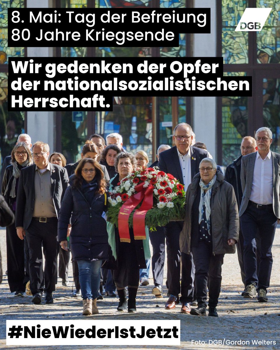 Heute vor 80 Jahren endete mit der bedingungslosen Kapitulation der Wehrmacht der Zweite Weltkrieg. Am #TagDerBefreiung gedenken wir aller Opfer des Nationalsozialismus. Heute und jeden Tag fordern wir: #NieWiederFaschismus! #NieWiederIstJetzt