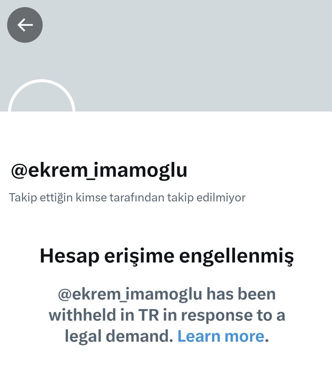 Bir insan olarak, bir gazeteci olarak Ekrem İmamoğlu'nun X hesabının kapatılmasını hukuksuz buluyorum ve protesto ediyorum.
Yargı bu kararı alırken hangi suçu gerekçe göstermiş? Bu kararın gerekçesini kamoyuna açıklamak zorundasınız...