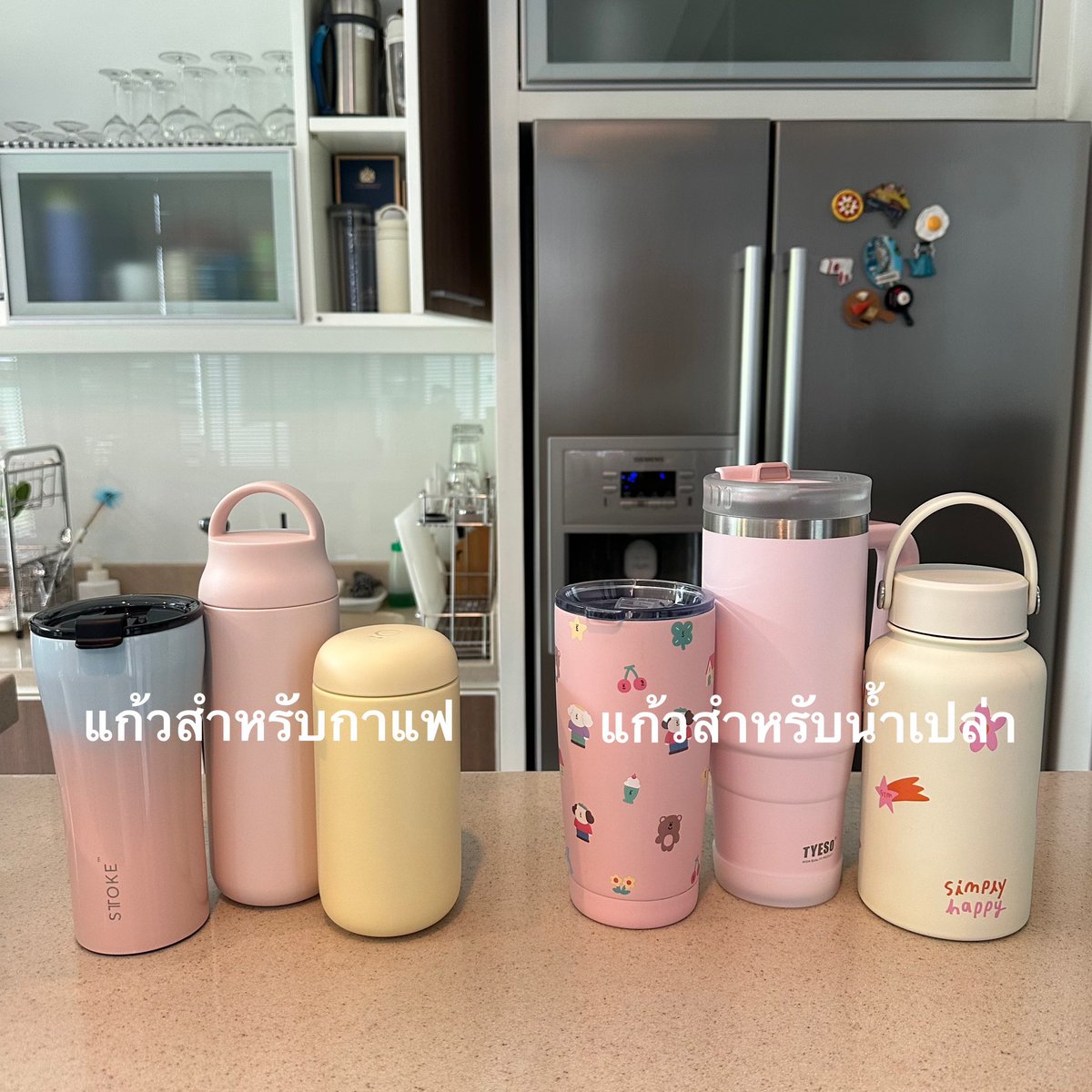 ขอมารีรันคลังแก้วเก็บความเย็น-ร้อน ที่ชอบใช้ มีทั้งแก้วที่ใช้ดื่มชา-กาแฟ แล้วแก้วที่ใช้ดื่มน้ำเปล่า ทุกใบเก็บความเย็นได้ดี น้ำแข็งอยู่ทนข้ามคืนไปเลย ลงทุนครั้งเดียวใช้ได้ยาวๆ