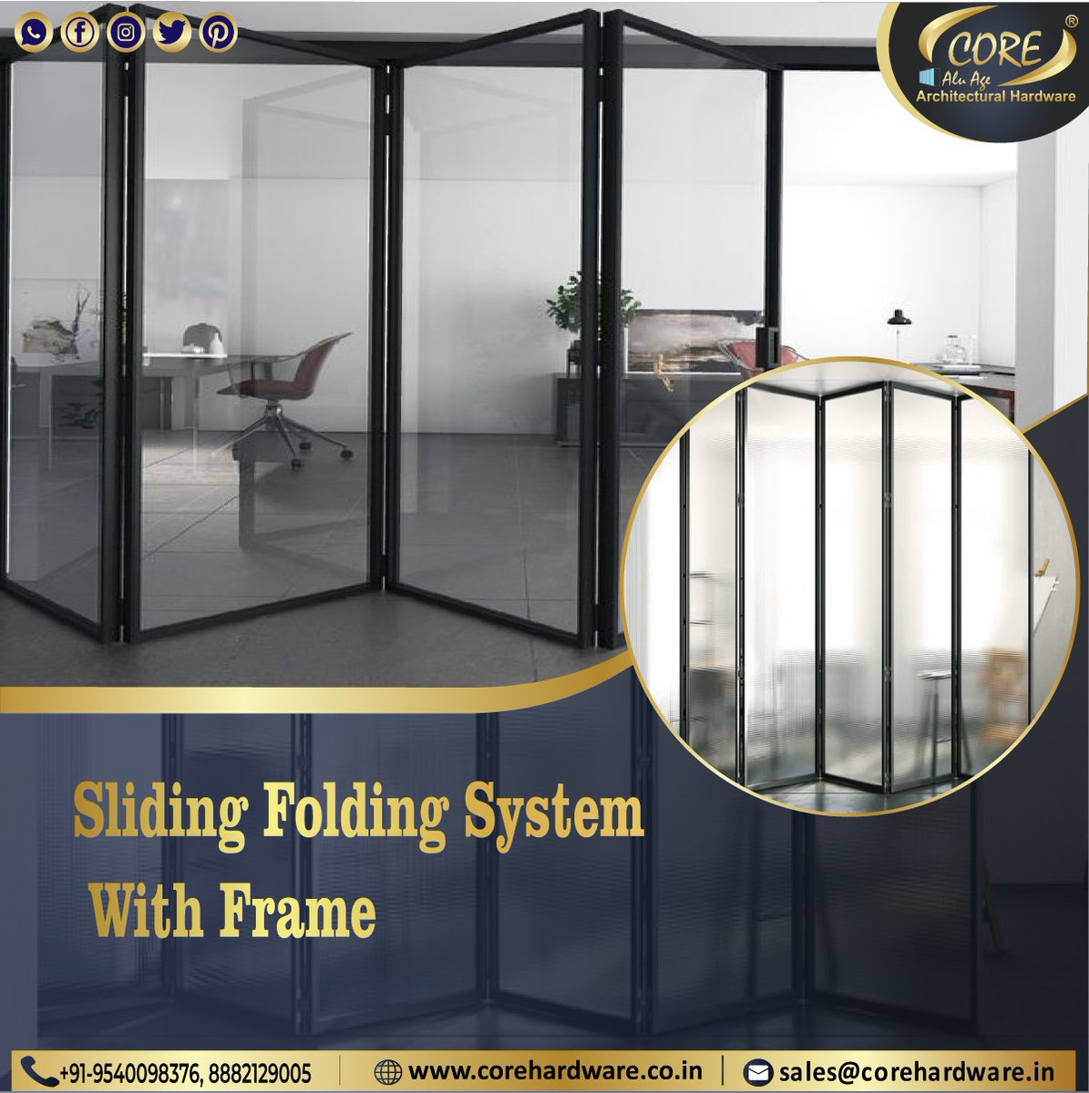 corealuage's tweet image. Transform your spaces with Core&apos;s Sliding Folding System with Frame – sleek, space-saving, and versatile. Perfect for modern interiors!

#SlidingFoldingSystem #ArchitecturalHardware #SpaceSavingDesign #ModernInteriors #HomeImprovement #InteriorDesign #SmartLiving #CoreHardware