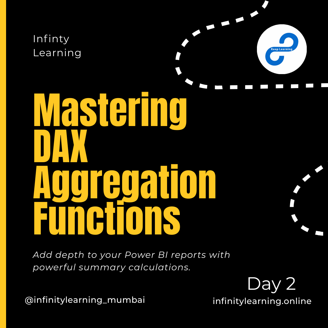 InfinityLearnMu's tweet photo. Day 2 of our DAX series dives into Aggregation Functions — the core of data analysis in Power BI. Learn the basics, master insights! 
@InfinityLearnMu  by @aweshbhornya 
#KeepLearning #DAX #AggregationFunctions #PowerBI #DataAnalytics #PowerBISkills https://t.co/Evz5o1RwGJ