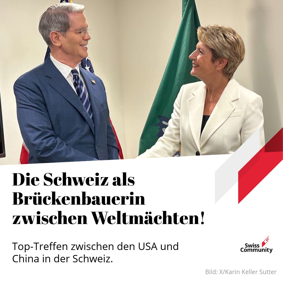 SwissCommunity.org (@swisscommunity) on Twitter photo 🇨🇭 Die Schweiz als Brückenbauerin zwischen Weltmächten! US-Finanzminister Bessent kündigt ein USA-China-Treffen in der Schweiz an. Fokus: der Zollstreit. Kann die Schweiz ihre historische Rolle als neutrale Vermittlerin wiederbeleben? 🕊️🌍 <a href="/keller_sutter/">Karin Keller-Sutter</a> #Schweiz #USA #China 🇨🇭 Die Schweiz als Brückenbauerin zwischen Weltmächten! US-Finanzminister Bessent kündigt ein USA-China-Treffen in der Schweiz an. Fokus: der Zollstreit. Kann die Schweiz ihre historische Rolle als neutrale Vermittlerin wiederbeleben? 🕊️🌍 <a href="/keller_sutter/">Karin Keller-Sutter</a> #Schweiz #USA #China