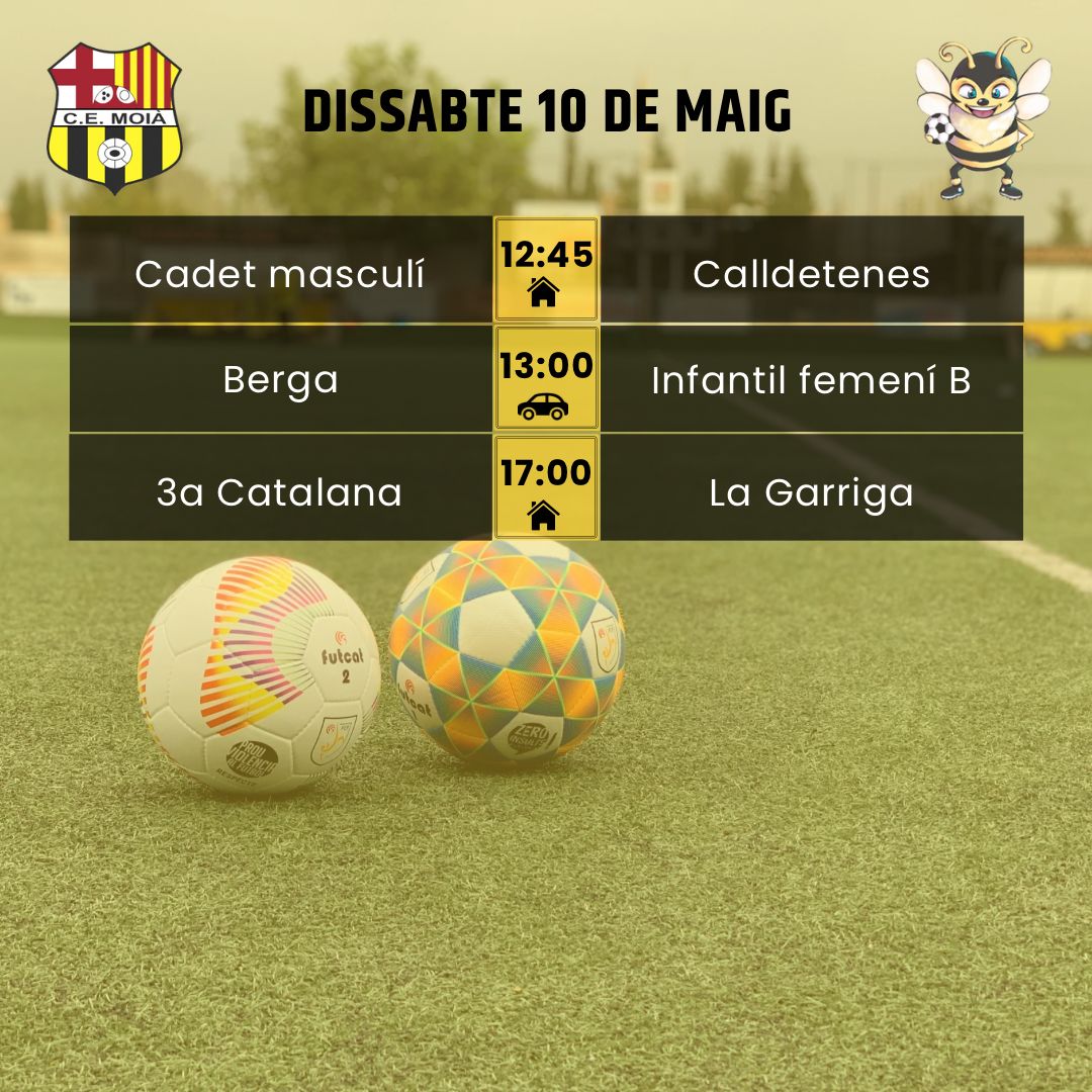 cemoia1922's tweet photo. ⚽️HORARIS CAP DE SETMANA⚽️
Som-hi Moià! 💛🖤
#somhimoià #futbol #moià #fcf #futcat #futfem #futbase #moianès https://t.co/Nvm7jX0WSs