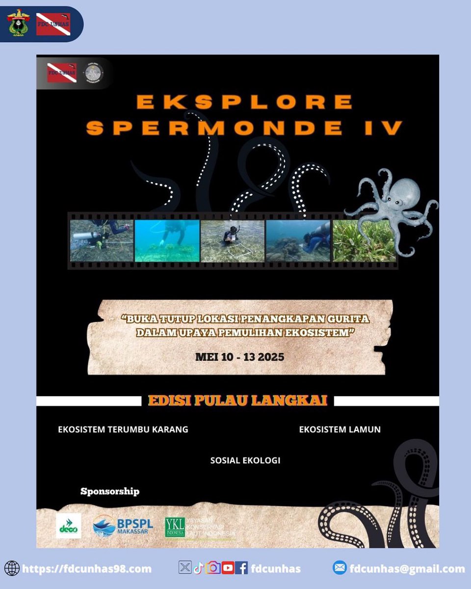 [EKSPLORE LANGKAI ISLAND]

Jangan lupa "Explore Spermonde Edisi
Langkai" yang akan dilaksanakan Tanggal 10 - 13 Mei 2025
"Buka Tutup Lokasi Penangkapan Gurita Dalam Upaya Pemulihan Ekosistem"

_______________________
WaspadaDiraAnuraga