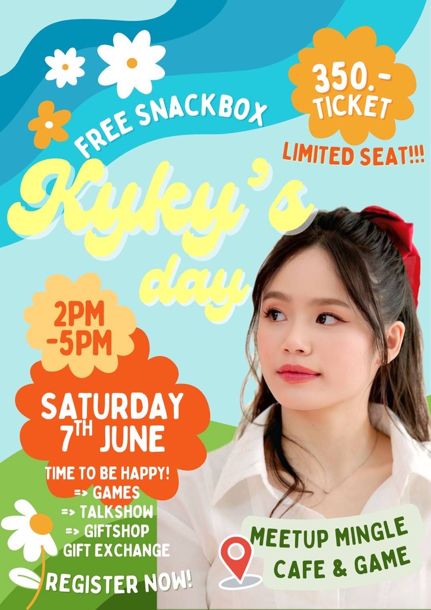 Kyky’s Day — วันพิเศษของ Pinky มาถึงแล้ว!
มาร่วมฉลองวันเกิดแสนอบอุ่นไปด้วยกัน
สนุกกับเกม มินิทอล์คโชว์ ของขวัญ และเซอร์ไพรส์อีกเพียบ
บัตรเพียง 350 บาท พร้อม ฟรี Snackbox
7 มิถุนายนนี้ เวลา 14.00 - 17.00 น. ที่ Meetup Mingle Cafe &amp; Game
ที่นั่งมีจำนวนจำกัดนะจ๊ะ รีบจองเลย!
#KykyDay