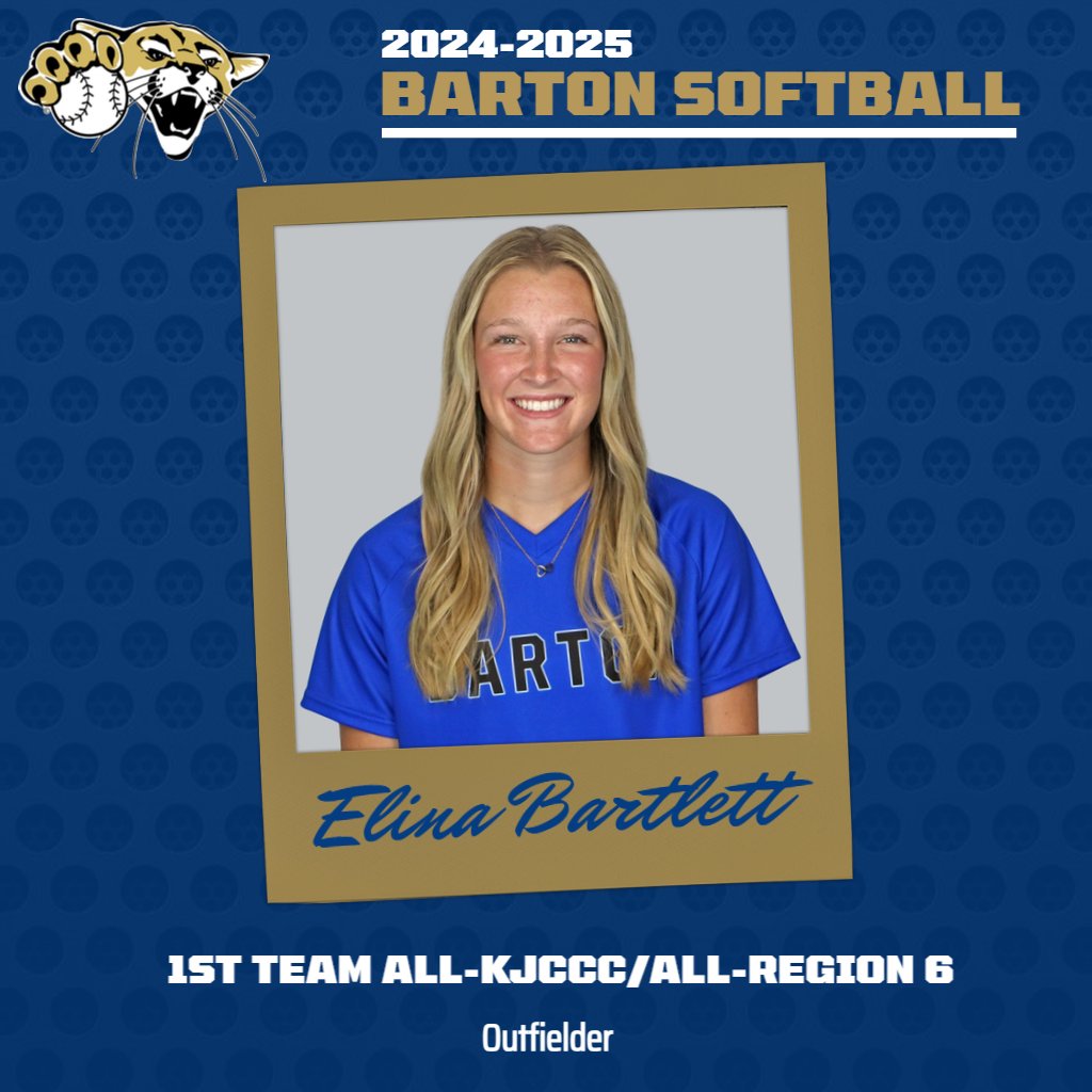 Softball All-KJCCC/Region 6 Awards

Congratulations to outfielder Elina Bartlett - 1st Team

Bartlett hit .475 (2nd highest in season - 8th most hits in season), 9 HR's, (2) 3B's, (18) 2B's, 46 RBI's, 9 BB's

- Career Impacts
2nd most 2B's (36)
3rd highest batting average (.456)