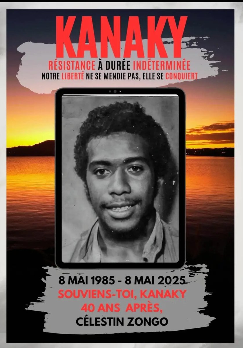 8 mai 1985 – 8 mai 2025
40 ans déjà

Hommage à Célestin Zongo, 19 ans, tué lâchement par un facho anti-indépendantiste planqué derrière la police, lors d’une manif pacifique contre l'installation d'une base militaire française 🇫🇷 en #Kanaky 🇳🇨.

#FreeKanaky #KanakywillbeFree