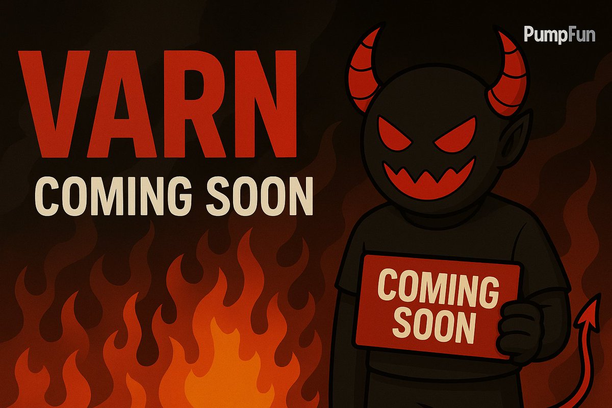 Varn_Sol's tweet photo. 🚨 VARN launching soon on PumpFun! 👹
Dark vibes. Rebel energy. No rules.
Stay ready.
#VARN #PumpFun #DeFi #Crypto https://t.co/NYCaF85rws