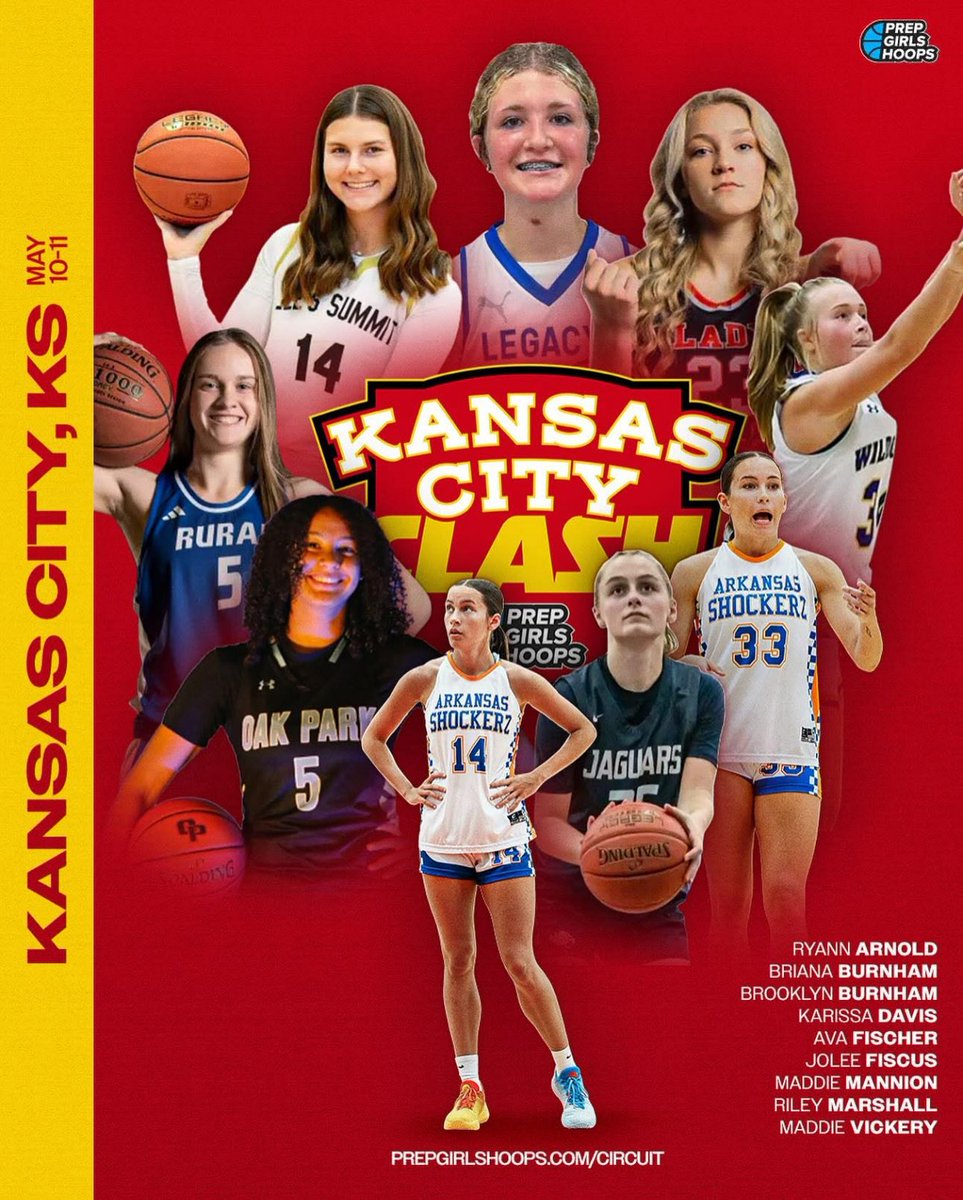Going to be at the Kansas City Clash this weekend!! 
Saturday 
🏀 Game One - 10:15am 
🏀 Game Two - 3:15pm 
Sunday 
🏀 Game One - 10:10am 
🏀 Game Two - 2:30pm