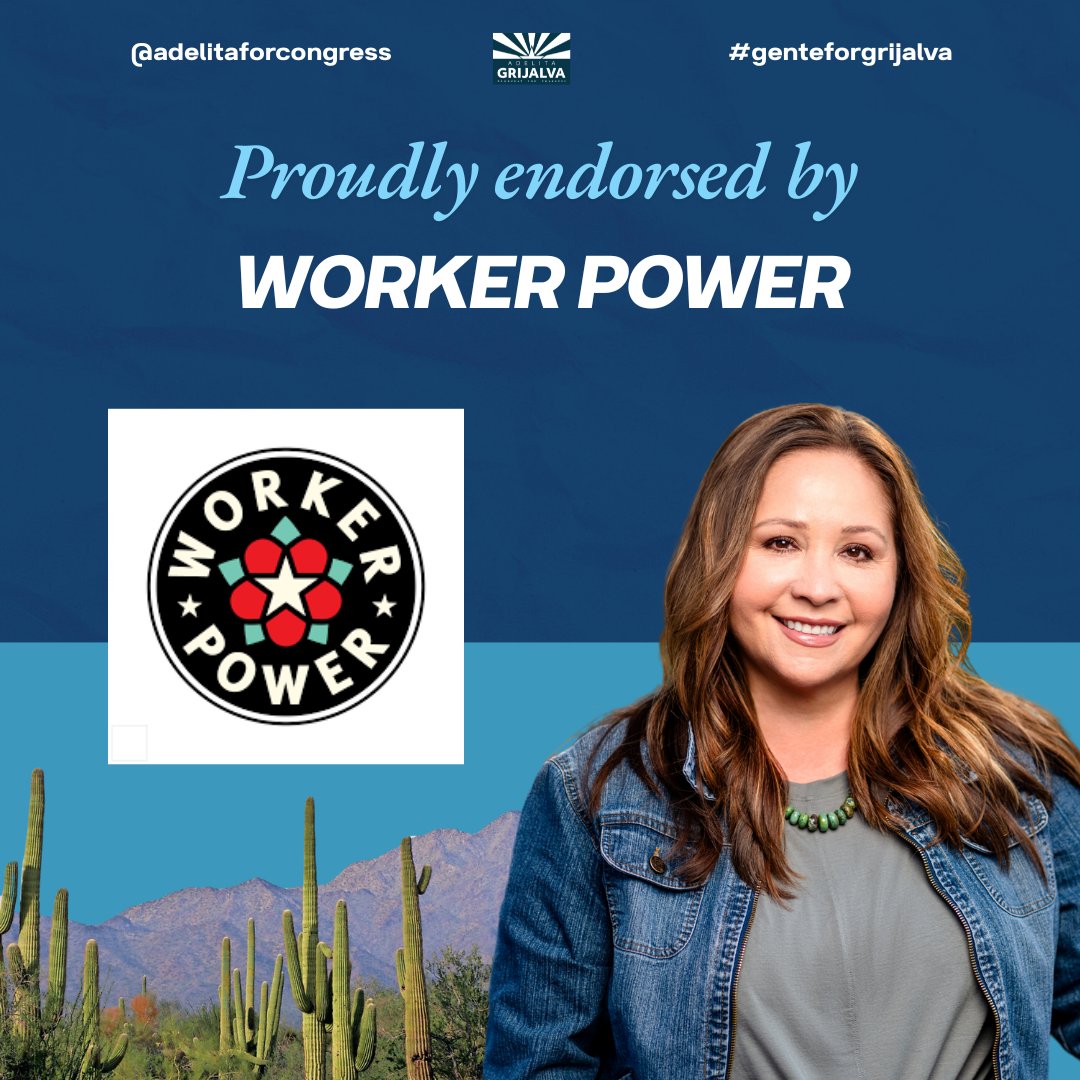 Adelita for Congress (@adelitaforaz) on Twitter photo 📢ENDORSEMENT ALERT📢
I'm very excited to have the support of <a href="/unitehere11/">UNITE HERE Local 11</a> and <a href="/WeAreWrkrPwr/">Worker Power</a> !
I will always have the backs of the workers who keep our economy running - and protect their right to collectively organize! #UnionStrong ✊🏽✊🏽 📢ENDORSEMENT ALERT📢
I'm very excited to have the support of <a href="/unitehere11/">UNITE HERE Local 11</a> and <a href="/WeAreWrkrPwr/">Worker Power</a> !
I will always have the backs of the workers who keep our economy running - and protect their right to collectively organize! #UnionStrong ✊🏽✊🏽