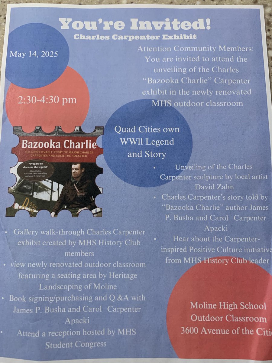 Quad City Community and former as well as current MHS History club members you are all invited to attend this event that showcases what this community is all about. Should be a fantastic day.