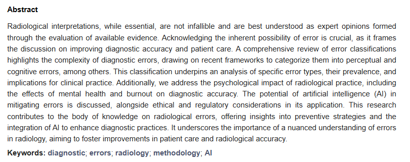JCM_MDPI's tweet photo. #mdpijcm
#Feature_Paper
🙌Errors in Radiology: A Standard Review
👉https://t.co/9bWP0dtDR1
by Filippo Pesapane et al.👍 https://t.co/IYE8fHy4UG