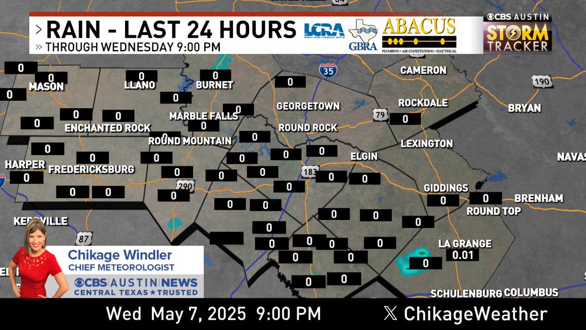 Chikage Windler WX (@chikageweather) on Twitter photo Here's a look at <a href="/LCRA/">Lower Colorado River Authority</a> rain totals over the last 24 hours for the <a href="/cbsaustin/">CBS Austin</a> area. Radar -> cbsaustin.com/weather/radar #atx #atxwx #cbsaustinwx Here's a look at <a href="/LCRA/">Lower Colorado River Authority</a> rain totals over the last 24 hours for the <a href="/cbsaustin/">CBS Austin</a> area. Radar -> cbsaustin.com/weather/radar #atx #atxwx #cbsaustinwx