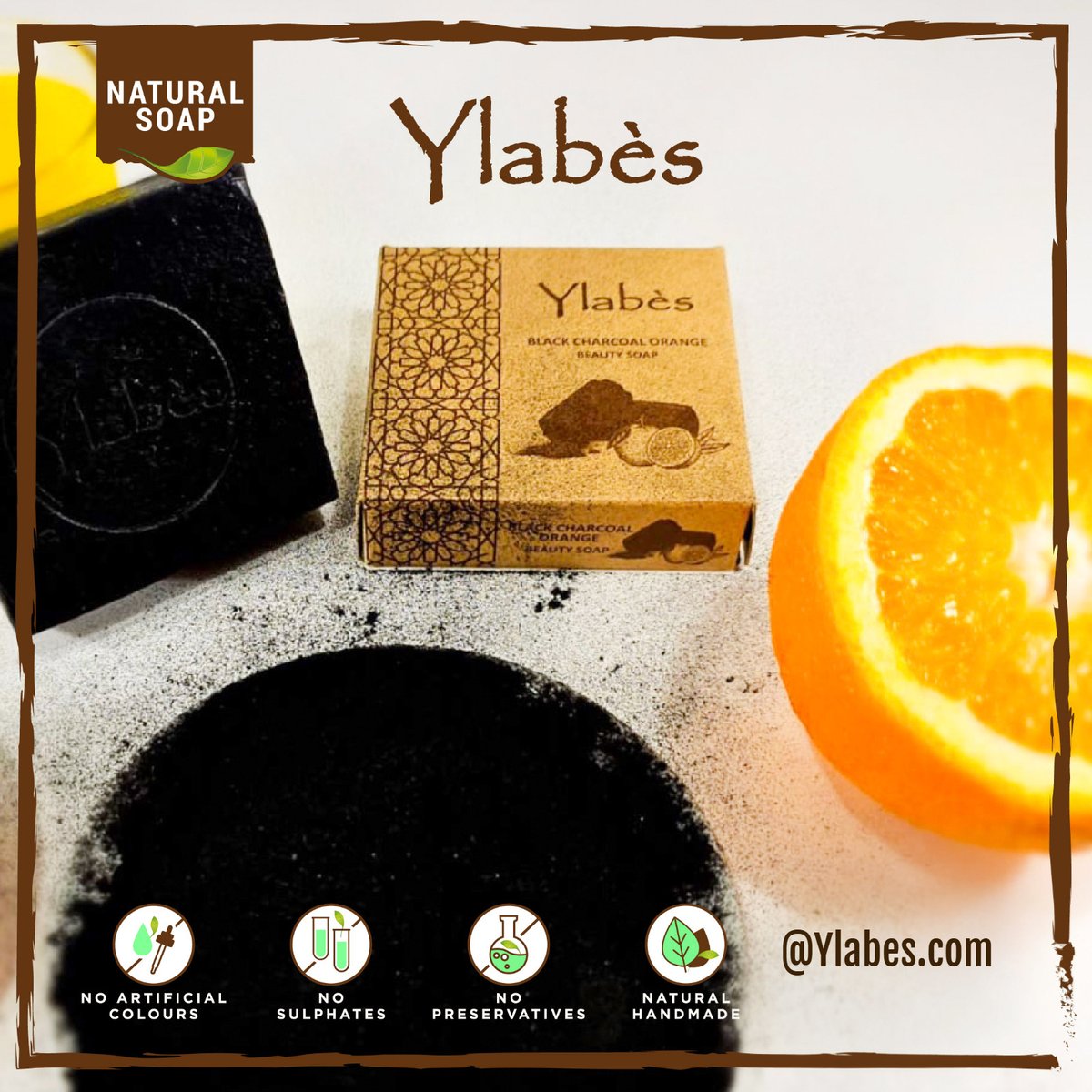 Use Ylabes' Black Charcoal Orange soap for skin brightening and oil control! buy now at ylabes.com