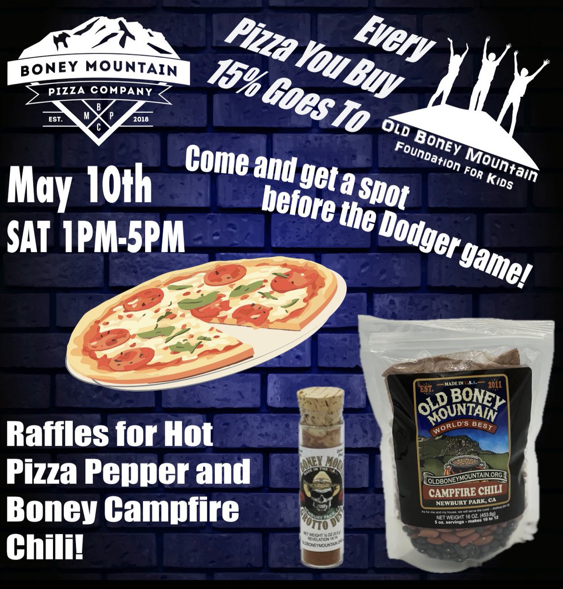 Come join us Saturday for some fun at Boney Mountain Pizza!