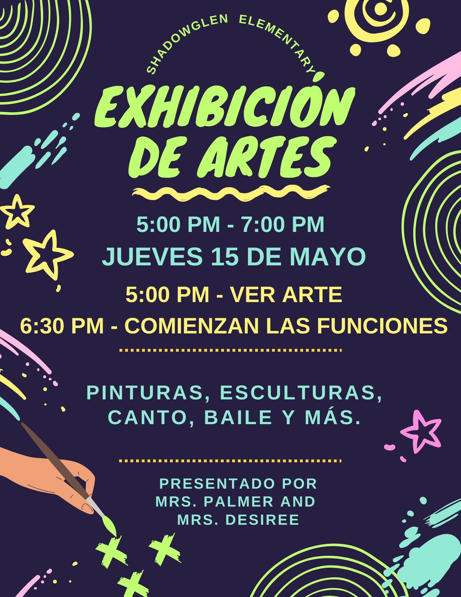 🎨🎭 You're Invited to Our Fine Arts Showcase! 🎶🖌️Join us on Thursday, May 15th, for an evening celebrating the creativity and talent of our amazing Bobcats! 🌟🌟🕔 Doors open at 5:00 PM! We can’t wait to see you! 💚💙<a href="/ManorISD/">Manor ISD</a>