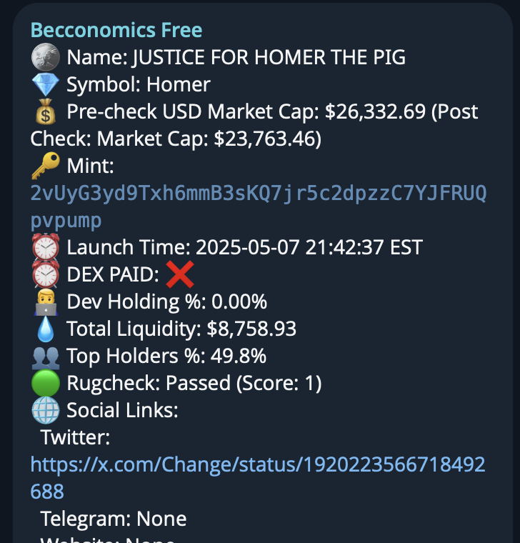 $HOMER (from $24K to xxx?) already crossed $100K

2vUyG3yd9Txh6mmB3sKQ7jr5c2dpzzC7YJFRUQpvpump

Why are you fading calls like this? Join the lounge for FREE today: t.me/becconomics
