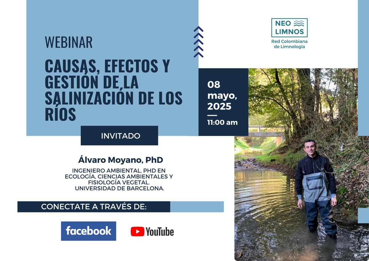🌊 ¿Te interesa la salud de nuestros ríos?
Acompáñanos mañana en el webinar “Causas, efectos y gestión de la salinización de ríos” 🌿
📅 Mayo 08
🕒 11:00 am
📺 En vivo por YouTube: youtube.com/live/OJTUt6j0i…