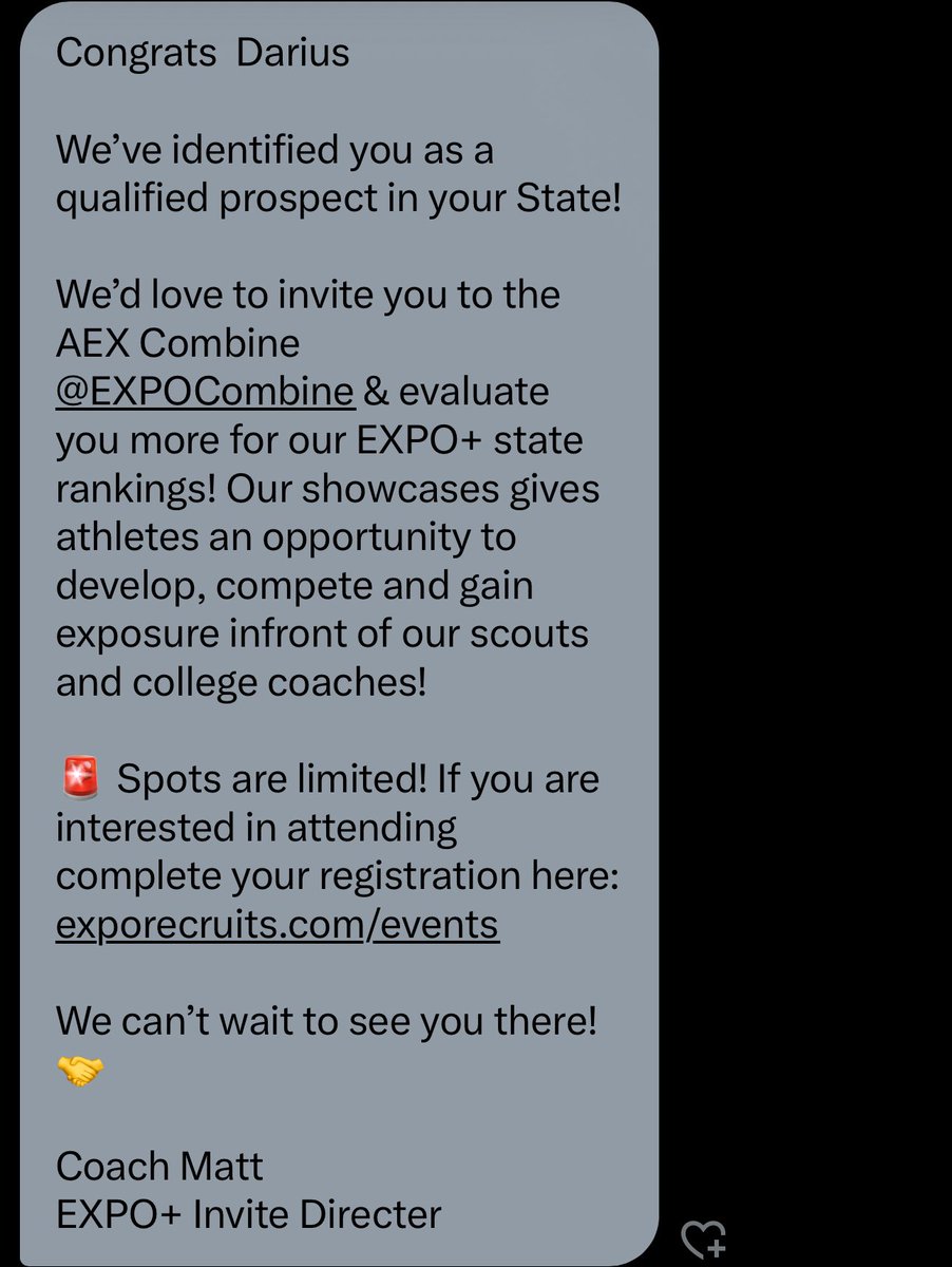 Darius Walker (@darius_wjr) on Twitter photo Im very honored to be identified as a top prospect in my state and im very blessed to be invited to the AEX Combine by <a href="/EXPOCombine/">EXPO+</a> <a href="/ExpoRecruits/">Expo Recruits</a> <a href="/AL_Recruiting/">AL Recruiting</a> <a href="/PrepRedzoneAL/">Prep Redzone Alabama</a> <a href="/echarleslobo/">Emmanuel Charles-Lobo</a> <a href="/SteveDAnna1/">⭐️Coach Steve D'Anna⭐️</a> Im very honored to be identified as a top prospect in my state and im very blessed to be invited to the AEX Combine by <a href="/EXPOCombine/">EXPO+</a> <a href="/ExpoRecruits/">Expo Recruits</a> <a href="/AL_Recruiting/">AL Recruiting</a> <a href="/PrepRedzoneAL/">Prep Redzone Alabama</a> <a href="/echarleslobo/">Emmanuel Charles-Lobo</a> <a href="/SteveDAnna1/">⭐️Coach Steve D'Anna⭐️</a>