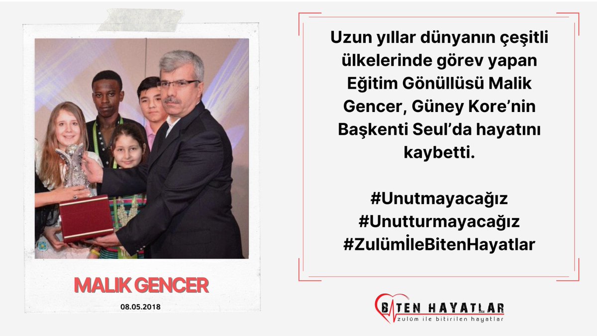 MALİK GENCER

#Unutmayacağız
#Unutturmayacağız
#ZulümİleBitenHayatlar
bitenhayatlar.com