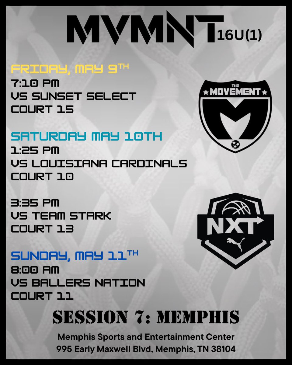 Simeon Pikes (@simeonpikes) on Twitter photo In Memphis this weekend for the ProNXT Session 7. Here is my Schedule!
<a href="/PRO16League/">PRO16/NXTPRO League</a>
<a href="/themvmntnxtpro/">themvmntnxtpro</a>
<a href="/pumacoachkflow/">Puma Coach Flowers</a>
<a href="/PrepHoopsTN/">Prep Hoops Tennessee</a>
<a href="/KevinMoses38/">Kevin Moses LLC</a> In Memphis this weekend for the ProNXT Session 7. Here is my Schedule!
<a href="/PRO16League/">PRO16/NXTPRO League</a>
<a href="/themvmntnxtpro/">themvmntnxtpro</a>
<a href="/pumacoachkflow/">Puma Coach Flowers</a>
<a href="/PrepHoopsTN/">Prep Hoops Tennessee</a>
<a href="/KevinMoses38/">Kevin Moses LLC</a>
