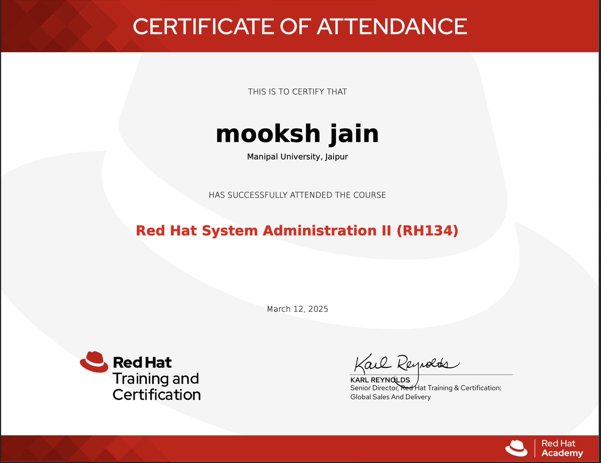 Maverickbitcode's tweet image. Officially Red Hat certified! 🏅 Excited to apply my skills to new projects and challenges. Been a bit tied up lately—shifting gears to GitHub for projects, exams keeping me busy, but always growing!