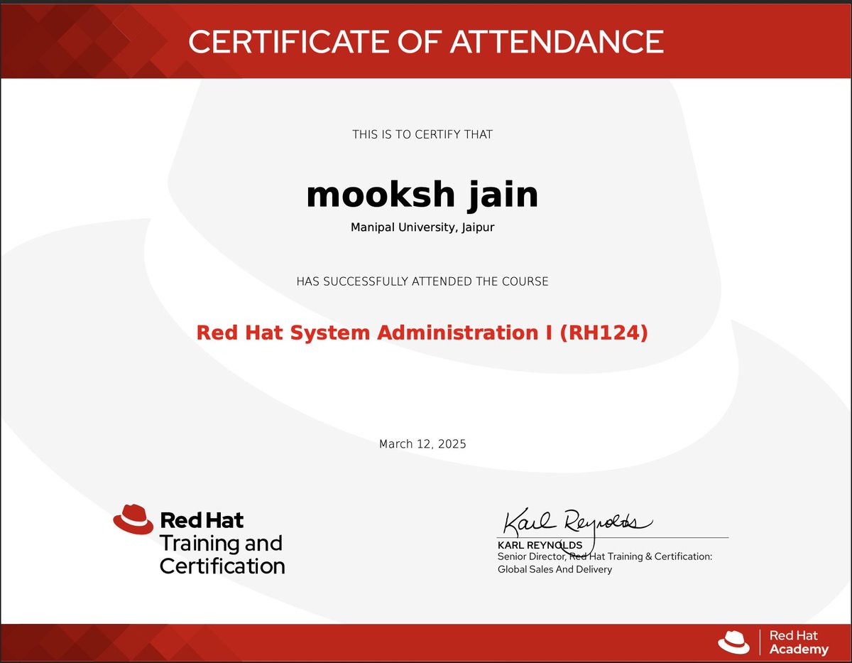Maverickbitcode's tweet image. Officially Red Hat certified! 🏅 Excited to apply my skills to new projects and challenges. Been a bit tied up lately—shifting gears to GitHub for projects, exams keeping me busy, but always growing!