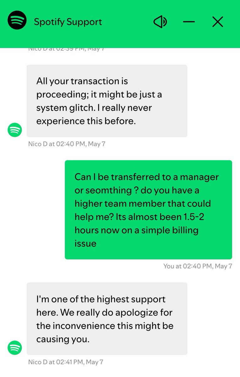 rj37219's tweet photo. @AskSpotifyStars I had the WORST customer experience I have ever received in my life. I spent 5 hours today trying to figure out a billing issue, and in the end  I was the one to come up with a solution. Not your support staff - but ME!! https://t.co/Kl706WxZkh