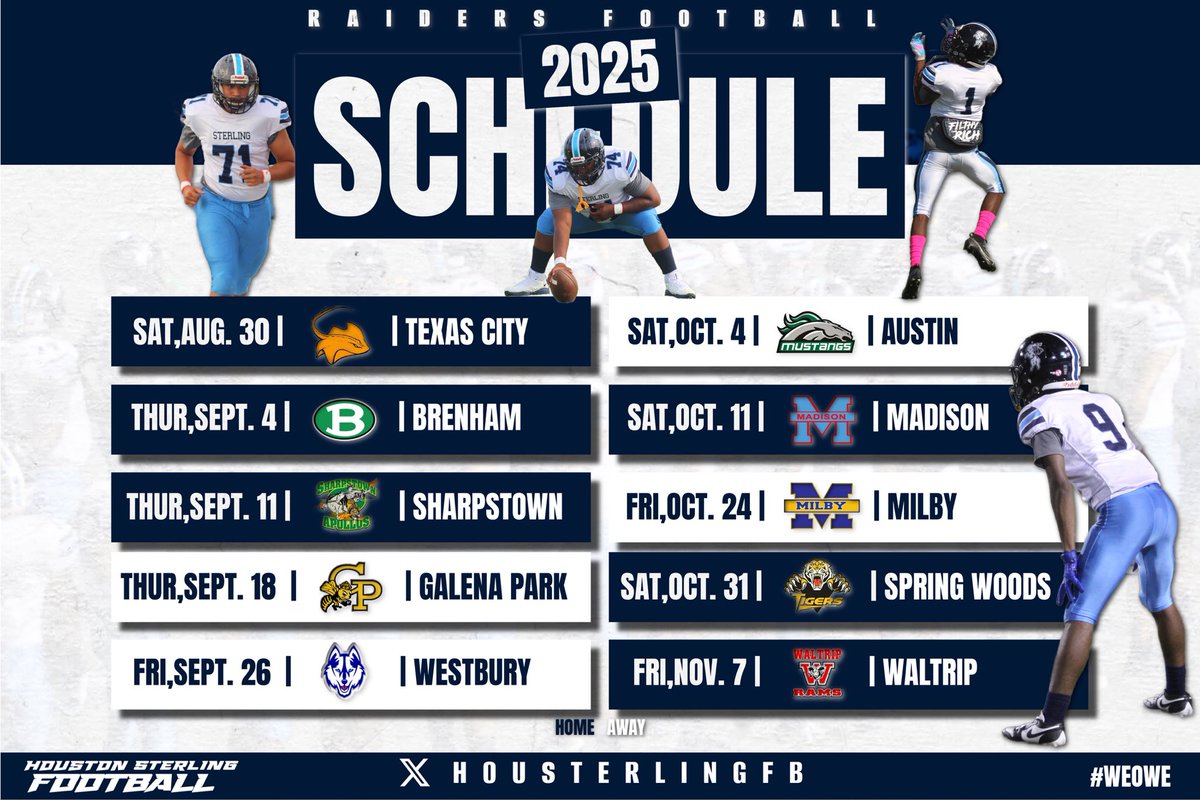 2025 Regular Season Schedule 
<a href="/housterlingath1/">housterlingathletics</a> <a href="/CarrDedreck/">Dedreck K. Carr Sr.</a> 
#WeOwe #Win
