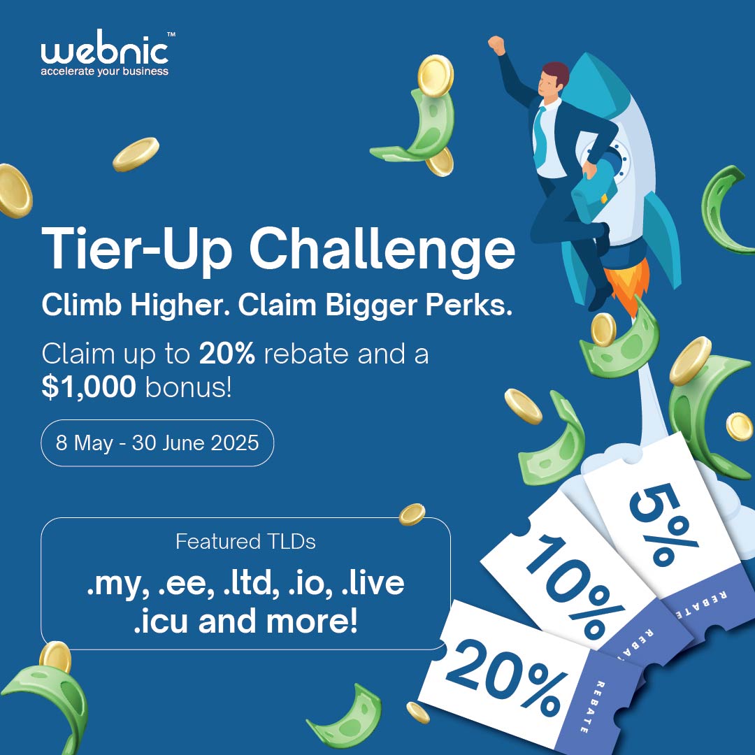 webnic_cc's tweet image. 🚀 Join WebNIC’s Tier-Up Challenge (8 May–30 June)!
Earn up to 20% rebate + $1,000 bonus.
Promo TLDs include .my, .ee, .ltd, .io, .live, .icu &amp;amp; more.

🔗 webnic.cc/tier-up-challe…

#TierUpChallenge #WebNIC #TLDPromo