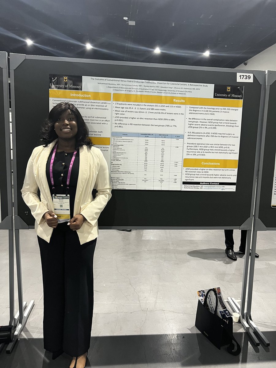 IBK (@missibukun) on Twitter photo I had the opportunity to present our research on the outcome of conventional vs hybrid ESD for colorectal lesions <a href="/DDWMeeting/">Digestive Disease Week</a> Our work highlights important considerations when selecting the appropriate techniques for complex polyp management. Thank you <a href="/AbudalouMD/">Mohammad Abudalou</a> & Dr. Hammoud I had the opportunity to present our research on the outcome of conventional vs hybrid ESD for colorectal lesions <a href="/DDWMeeting/">Digestive Disease Week</a> Our work highlights important considerations when selecting the appropriate techniques for complex polyp management. Thank you <a href="/AbudalouMD/">Mohammad Abudalou</a> & Dr. Hammoud