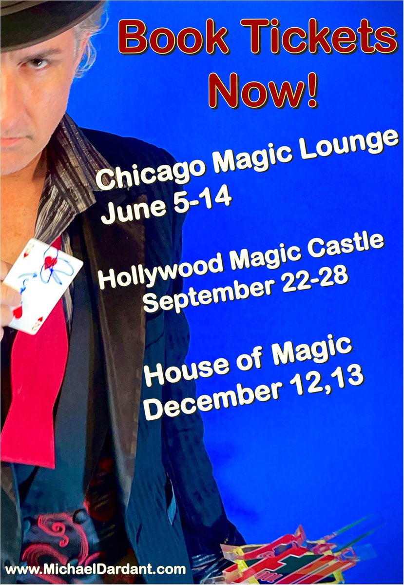 Magic Mike Public Shows  June 5-14, Chicago Magic Lounge September 22-28 Hollywood Magic Castle December 12 and 13th house of Magic, Philadelphia