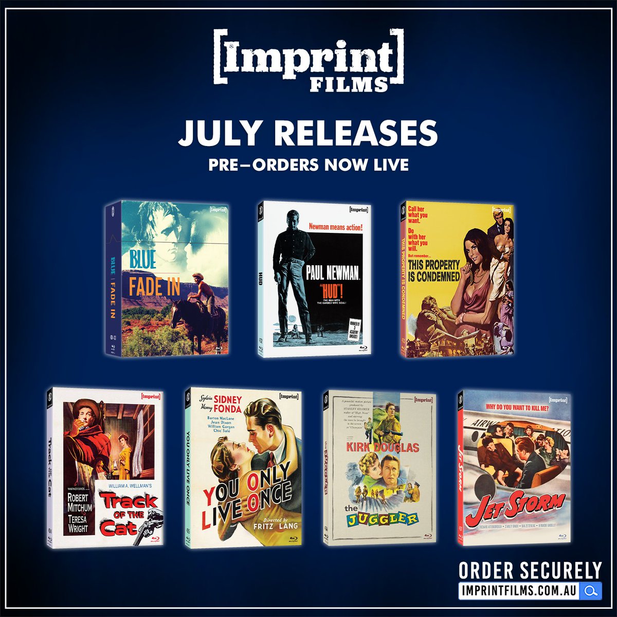 Presenting our July New Releases for Imprint Films! 🔥

Eight films across seven releases, including five worldwide Blu-ray debuts.

Strictly limited to 1500 copies each - order now at imprintfilms.com.au