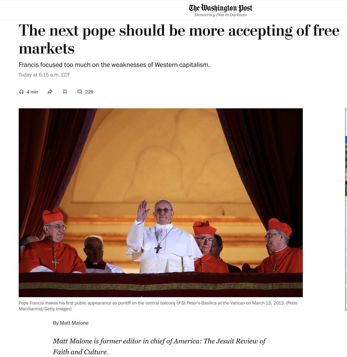 Jason Blakely (@jasonwblakely) on Twitter photo I've seen many bad takes on the selection of the next Pope, but the <a href="/washingtonpost/">The Washington Post</a> op-ed on a major criterion of selection being whether the See of Peter is appropriately affirmative of free markets (an office that antedates capitalism by 17 centuries) is perhaps the worst. I've seen many bad takes on the selection of the next Pope, but the <a href="/washingtonpost/">The Washington Post</a> op-ed on a major criterion of selection being whether the See of Peter is appropriately affirmative of free markets (an office that antedates capitalism by 17 centuries) is perhaps the worst.