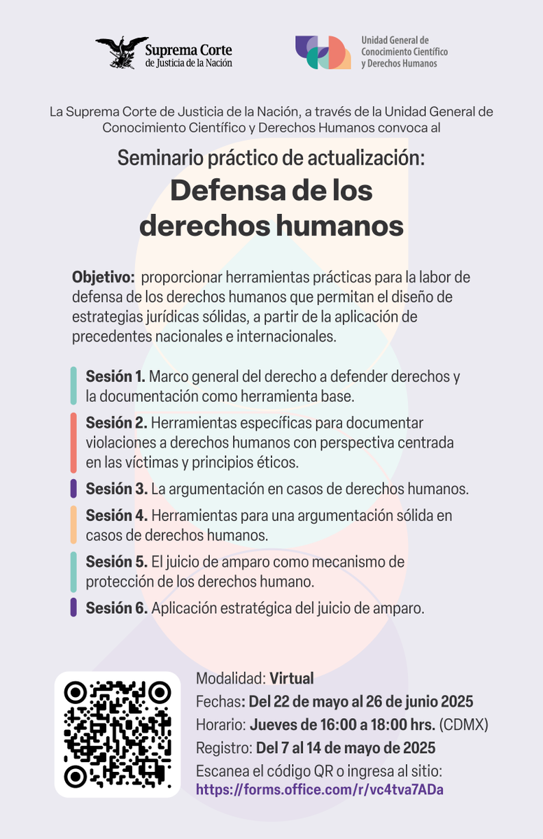 ⚖️ Conoce y aprende a aplicar herramientas para la defensa de derechos humanos, útiles en la creación de estrategias jurídicas y basadas en precedentes nacionales e internacionales.

Registro: scjn.gob.mx/gw/#/derechos-…
 #UGCCDH #DDHH