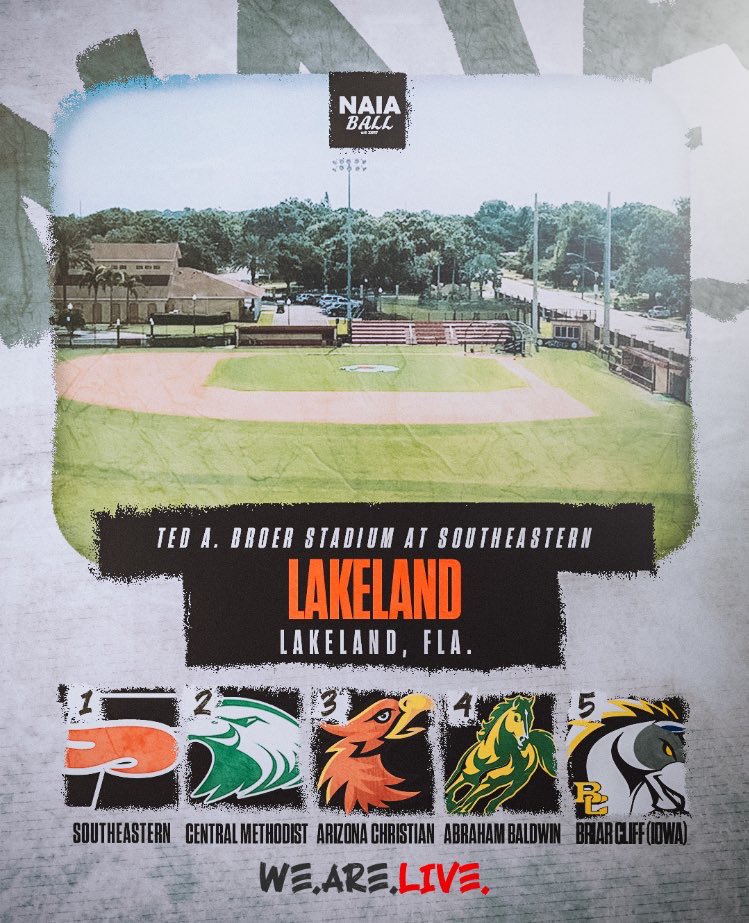 NAIA Ball (@naiaball) on Twitter photo Lakeland Bracket
#NAIABall
1. <a href="/SEUFireBaseball/">Southeastern Baseball</a>
2. <a href="/cmueaglesBSB/">Central Methodist Baseball</a>
3. <a href="/ACUBaseball1/">ACU BASEBALL FAMILY</a>
4. <a href="/ABACBaseball/">ABAC Baseball</a>
5. <a href="/CliffBaseball/">Briar Cliff Baseball</a>
(3/10) Lakeland Bracket
#NAIABall
1. <a href="/SEUFireBaseball/">Southeastern Baseball</a>
2. <a href="/cmueaglesBSB/">Central Methodist Baseball</a>
3. <a href="/ACUBaseball1/">ACU BASEBALL FAMILY</a>
4. <a href="/ABACBaseball/">ABAC Baseball</a>
5. <a href="/CliffBaseball/">Briar Cliff Baseball</a>
(3/10)
