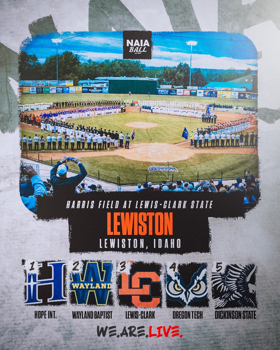 NAIA Ball (@naiaball) on Twitter photo Lewiston Bracket
#NAIABall
1. <a href="/HIUBaseball/">HIU Baseball</a>
2. <a href="/wbu_baseball/">WBU Baseball</a>
3. <a href="/LCWarriors/">LC State Warriors</a>
4. <a href="/oit_baseball/">Oregon Tech Baseball</a>
5. <a href="/dsubluehawks/">DSU Blue Hawks</a>
(5/10) Lewiston Bracket
#NAIABall
1. <a href="/HIUBaseball/">HIU Baseball</a>
2. <a href="/wbu_baseball/">WBU Baseball</a>
3. <a href="/LCWarriors/">LC State Warriors</a>
4. <a href="/oit_baseball/">Oregon Tech Baseball</a>
5. <a href="/dsubluehawks/">DSU Blue Hawks</a>
(5/10)