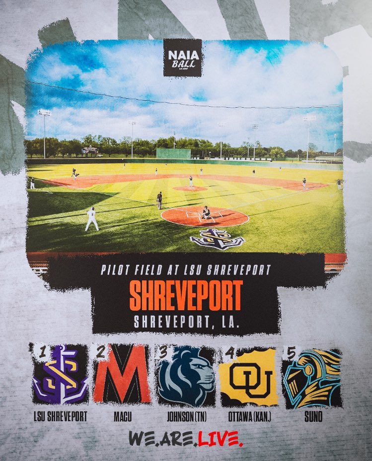 NAIA Ball (@naiaball) on Twitter photo Shreveport Bracket
#NAIABall
1. <a href="/LSUS_Baseball/">πππ πππ§ππ«ππ₯π€π§π© π½ππ¨ππππ‘π‘</a>
2. <a href="/MACU_baseball/">MACU Baseball</a>
3. <a href="/JURoyals_BB/">Johnson Baseball</a>
4. <a href="/Ottawa_Baseball/">Ottawa Braves Baseball</a>
5. <a href="/sunobsb/">SUNO Knights Baseball</a>
(7/10) Shreveport Bracket
#NAIABall
1. <a href="/LSUS_Baseball/">πππ πππ§ππ«ππ₯π€π§π© π½ππ¨ππππ‘π‘</a>
2. <a href="/MACU_baseball/">MACU Baseball</a>
3. <a href="/JURoyals_BB/">Johnson Baseball</a>
4. <a href="/Ottawa_Baseball/">Ottawa Braves Baseball</a>
5. <a href="/sunobsb/">SUNO Knights Baseball</a>
(7/10)