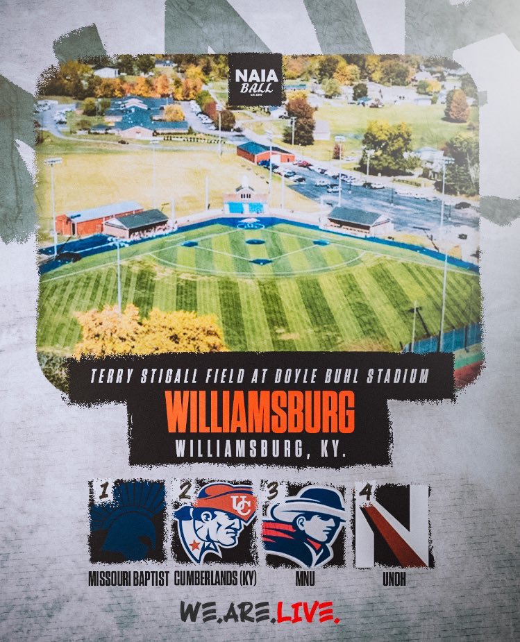 NAIA Ball (@naiaball) on Twitter photo Williamsburg Bracket
#NAIABall
1. <a href="/MBU_baseball/">Missouri Baptist Baseball</a>
2. <a href="/PatsBaseballUC/">UC Baseball</a>
3. <a href="/MNUBaseball/">MNU Baseball</a>
4. <a href="/UNORacers/">UNOH Baseball</a>
(10/10) Williamsburg Bracket
#NAIABall
1. <a href="/MBU_baseball/">Missouri Baptist Baseball</a>
2. <a href="/PatsBaseballUC/">UC Baseball</a>
3. <a href="/MNUBaseball/">MNU Baseball</a>
4. <a href="/UNORacers/">UNOH Baseball</a>
(10/10)