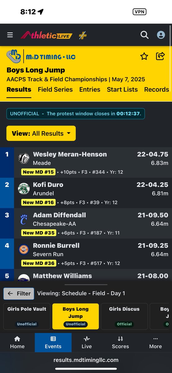 came in 1st for long jump at the AASPS county championship 🥇