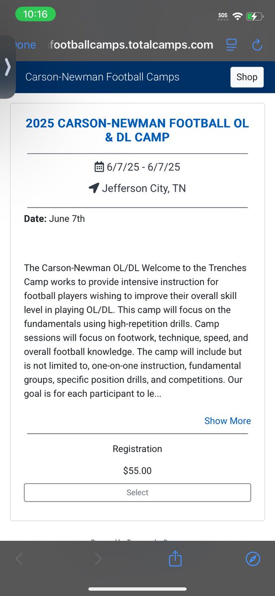 Thanks <a href="/Coach_CGoins/">Caleb Goins</a> and staff at Carson-Newman for the camp invite!!